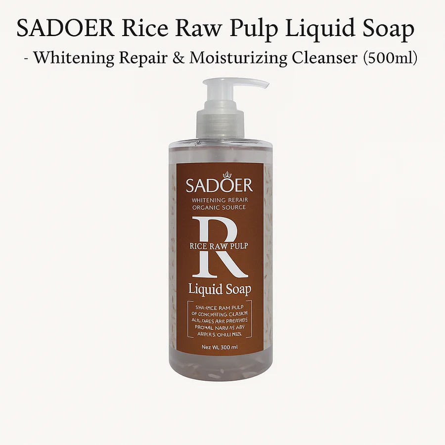 SADOER Rice Raw Pulp Liquid Soap – Whitening Repair & Moisturizing Cleanser Hand Soap (500ml)