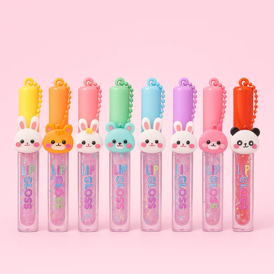 HUDA MATTE ME Lip Gloss – Cute Charm Caps, Long-Lasting Waterproof Shine (Counter Display | Item No. X-533)