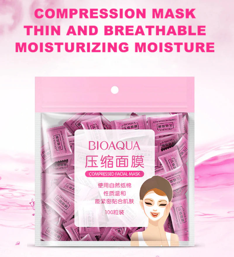 **BIOAQUA Compressed Facial Sheet Mask Tablets (25/50/100PCS)**