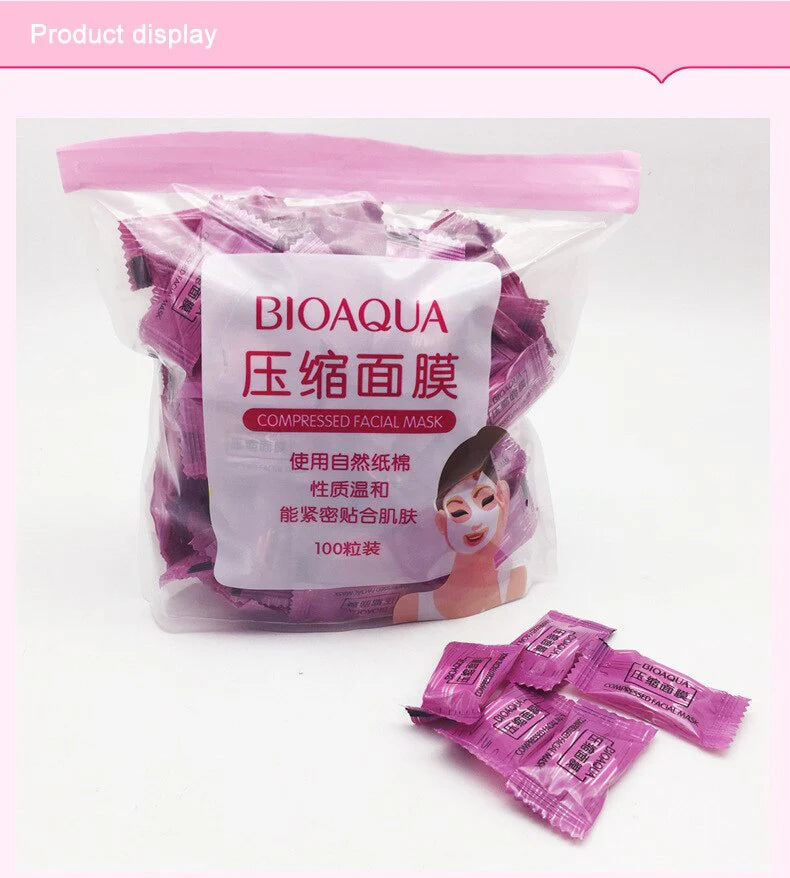 **BIOAQUA Compressed Facial Sheet Mask Tablets (25/50/100PCS)**