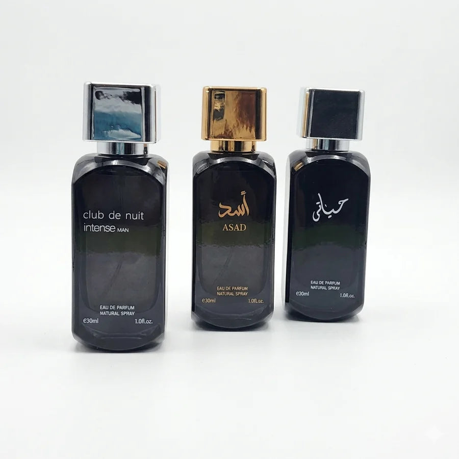 Premium Perfume Collection – Pack of 3 (Club de Nuit Intense Man, Asad Black Gold & Hayati Black) – 30ml Each
