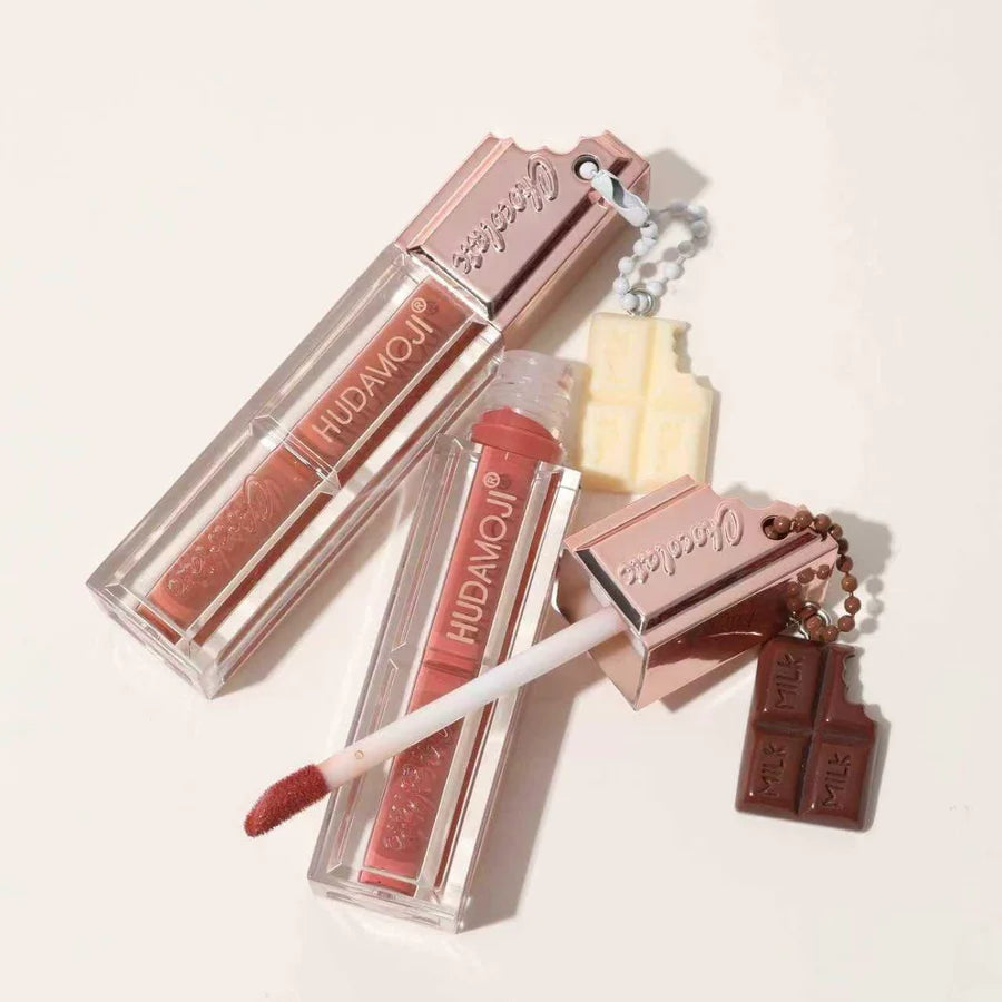 Hudamoji Classic Nude Lip Gloss New Thick Chocolate Squeeze Tube Clear Liquid