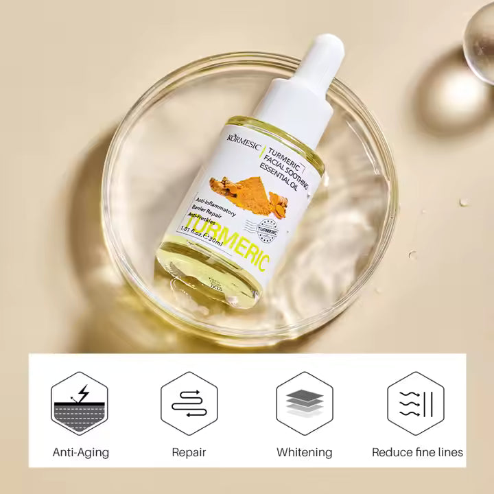 KORMEISC Turmeric Facial Soothing Essential Oil Anti-Inflammatory Anti-Aging Whitening Barrier-Repair Anti-Freckles 30ml