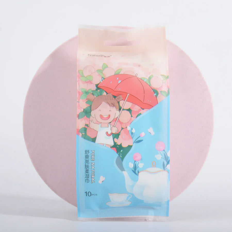Pure Natural Wet Wipes 10 Pieces Travel Pack