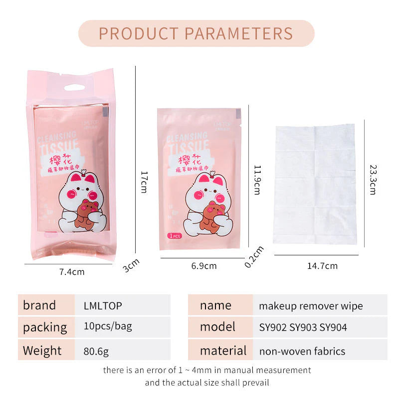 Pure Natural Wet Wipes 10 Pieces Travel Pack