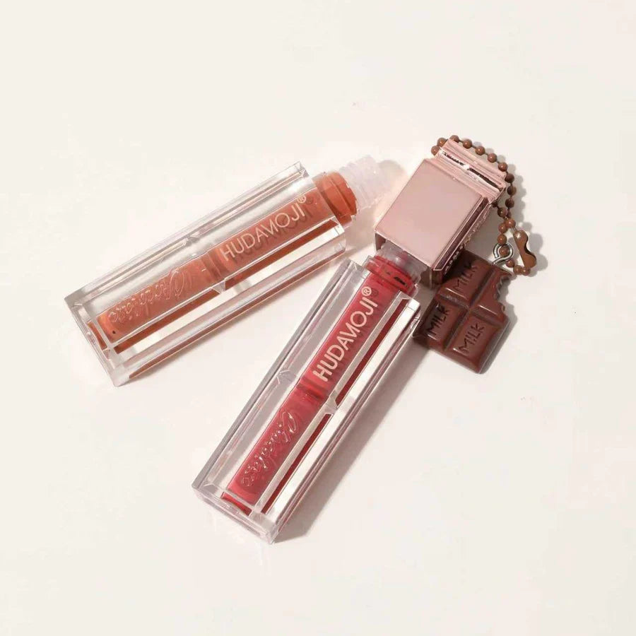 Hudamoji Classic Nude Lip Gloss New Thick Chocolate Squeeze Tube Clear Liquid