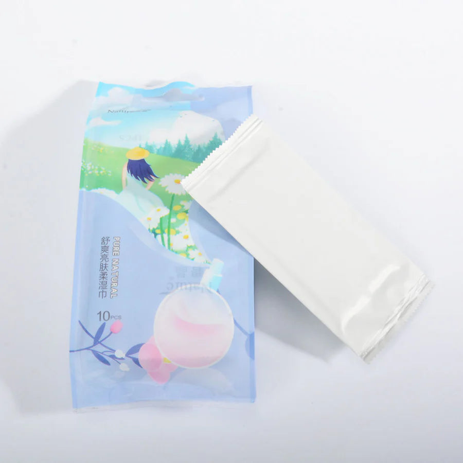 Pure Natural Wet Wipes 10 Pieces Travel Pack