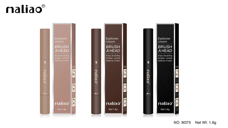 Maliao Double-Ended Eyebrow Cream with Brush 1.8g | Long Lasting