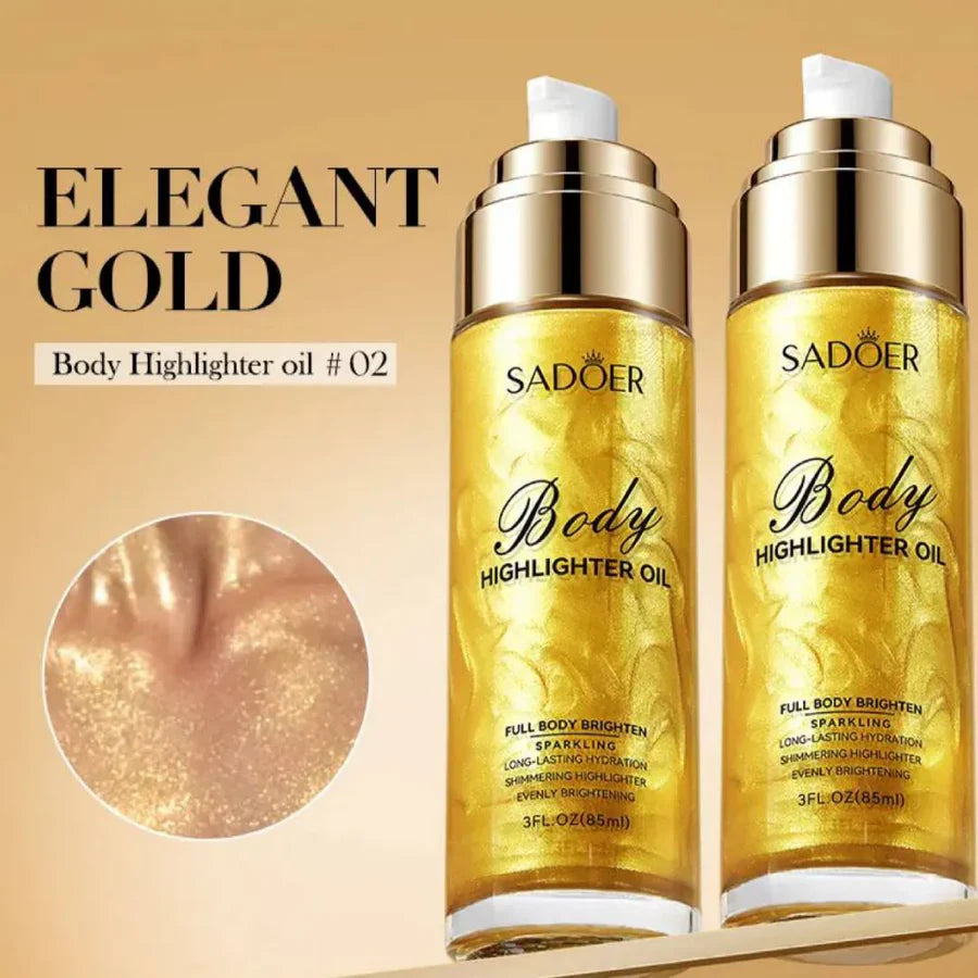 SADOER Body Highlighting Oil Whitening Brightening Moisturizing Rejuvenating Body Lotion Long Lasting Shimmer Glitter Glow Body Oil