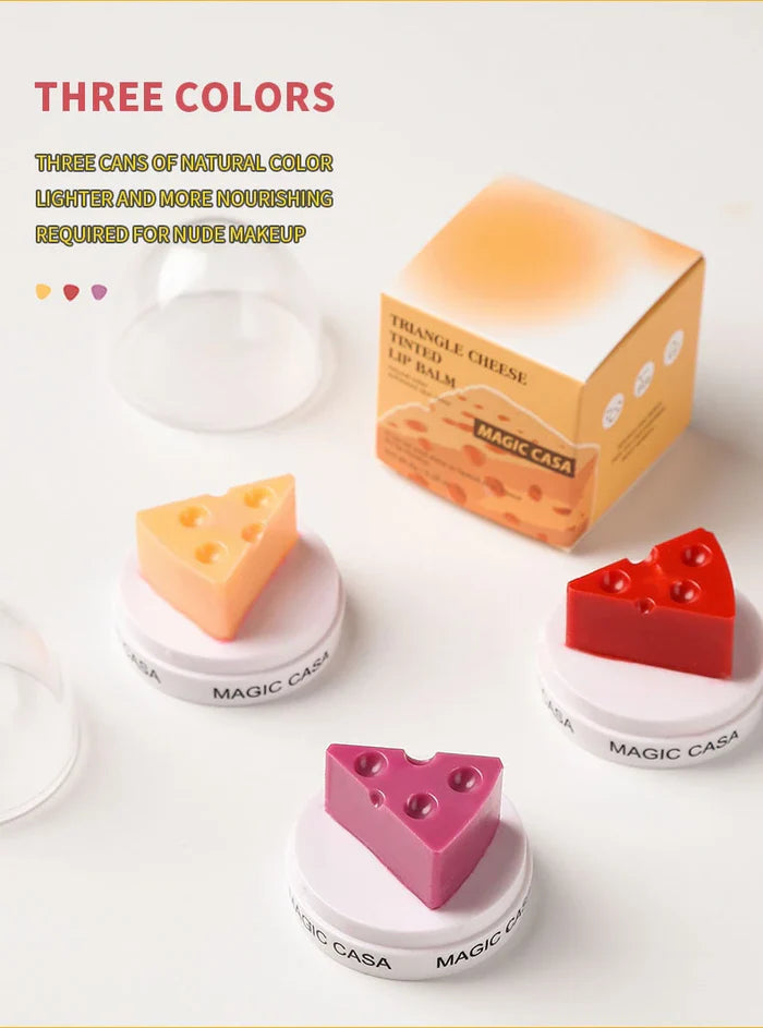 Triangle Tinted Cheese Shaped Lip Balm Temperature Control Color Change Moisturizing Lipstick Anti-Cracking Anti-Drying Hydration Lip Care