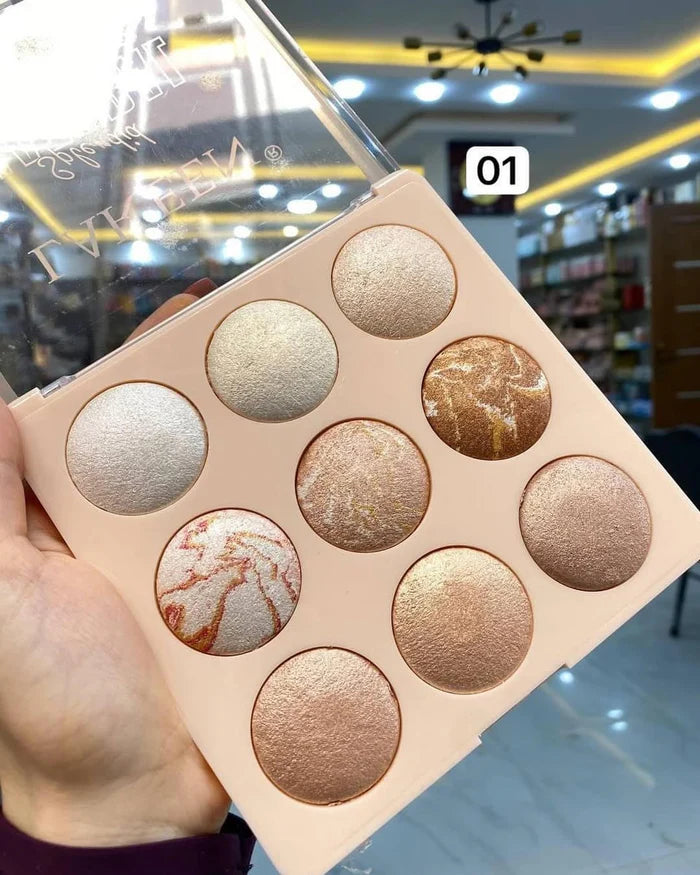 MSYAHO 9-Color Highlighter & Illuminator Palette Splendid Natural Highlighter Blusher