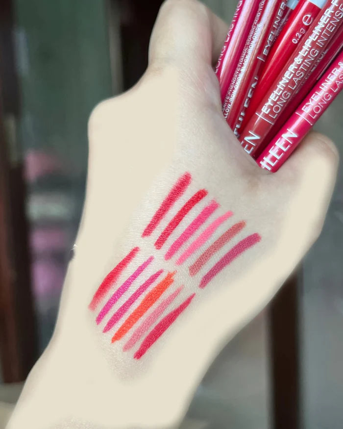 Pack of 06 pcs Long LastingEyeliner & lipliner Thick Pencil