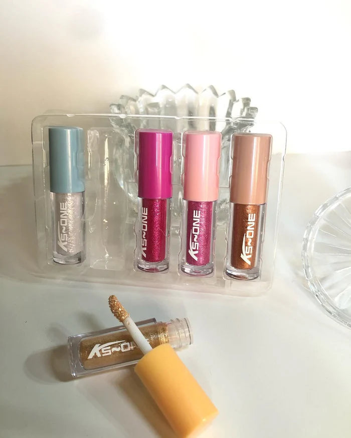 KS-One Glitter Lip Gloss Set,5pcs Sparkling Diamond Toned Lip Gloss Set Pearly Luster