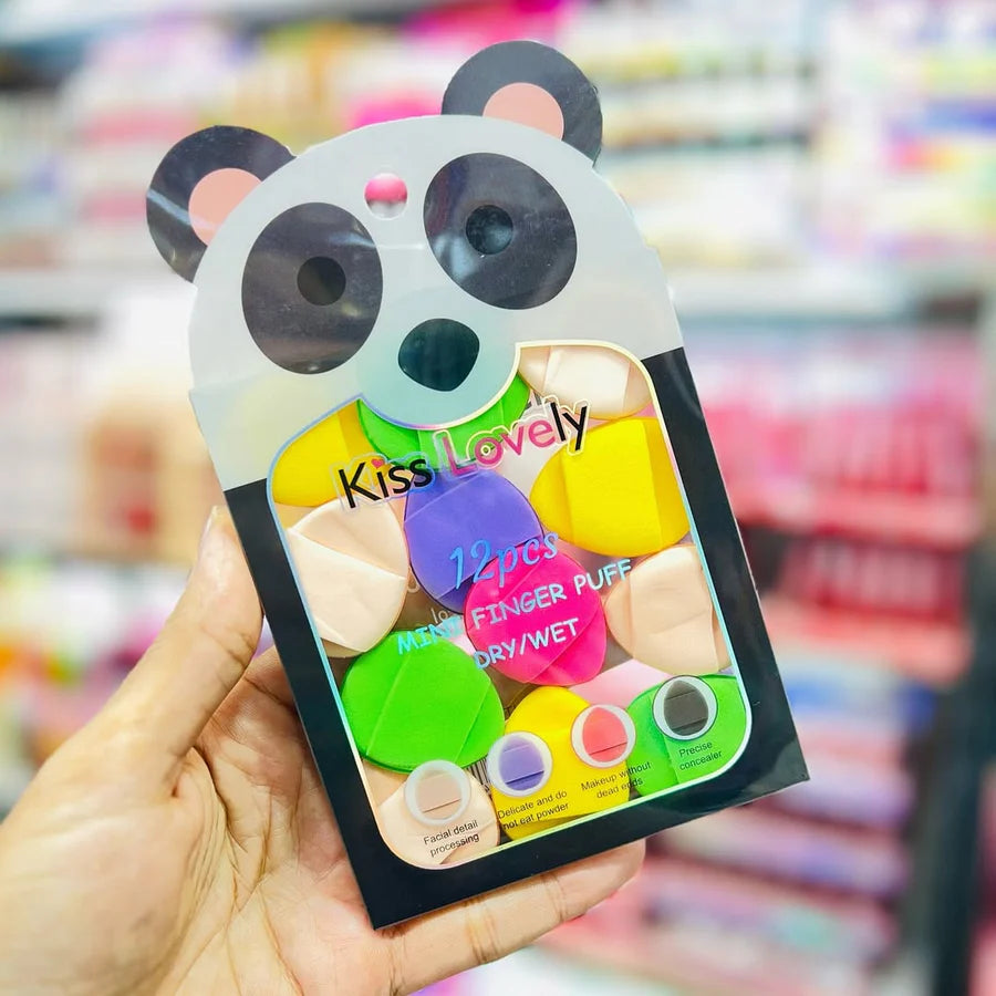 : Kiss Lovely 12PCS Mini Finger Puff Set | Makeup Sponge Applicators
