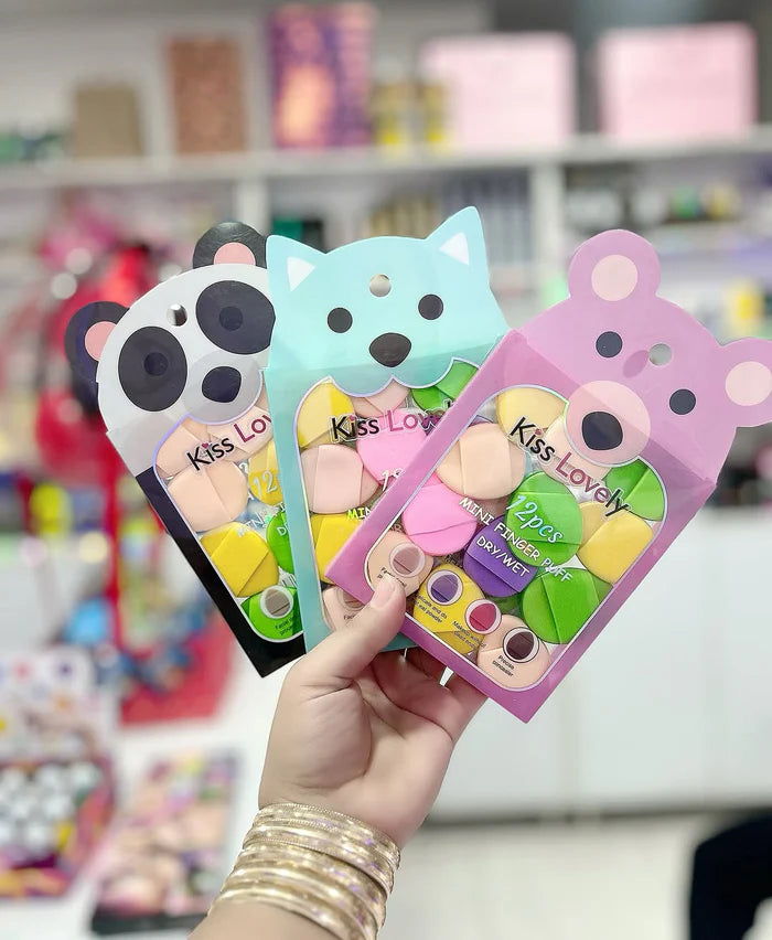 : Kiss Lovely 12PCS Mini Finger Puff Set | Makeup Sponge Applicators