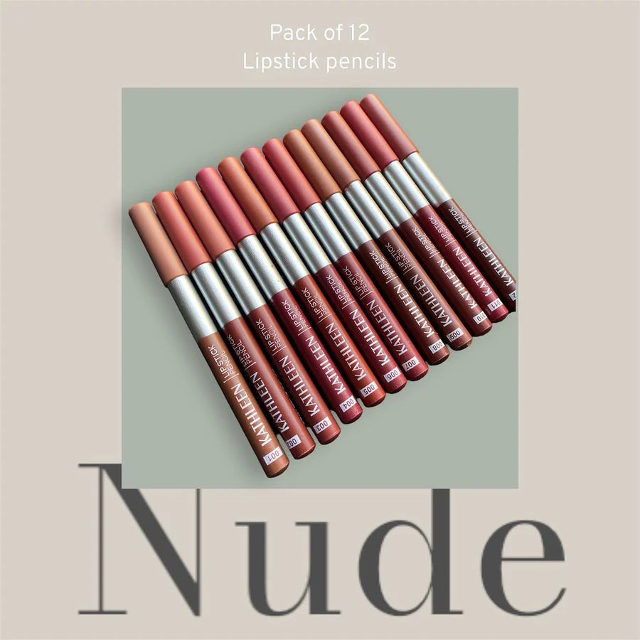 KATHLEEN Pack Of 12 Jumbo Nude And Red Lipstick Pencils