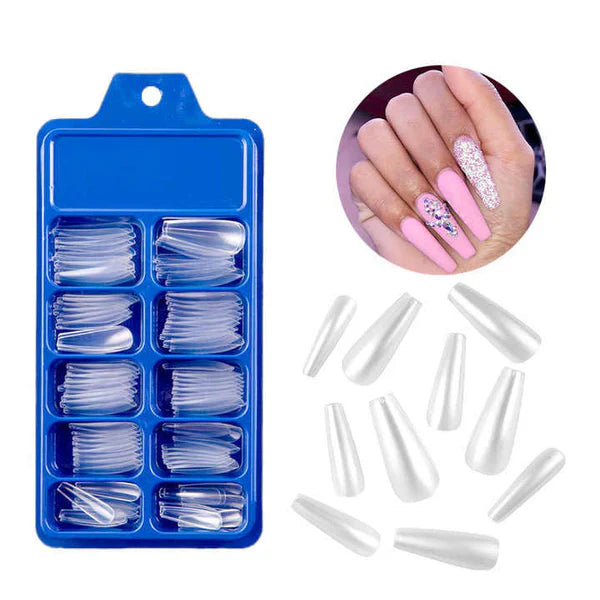 100PCS Transparent/White Ballerina Artificial Nails