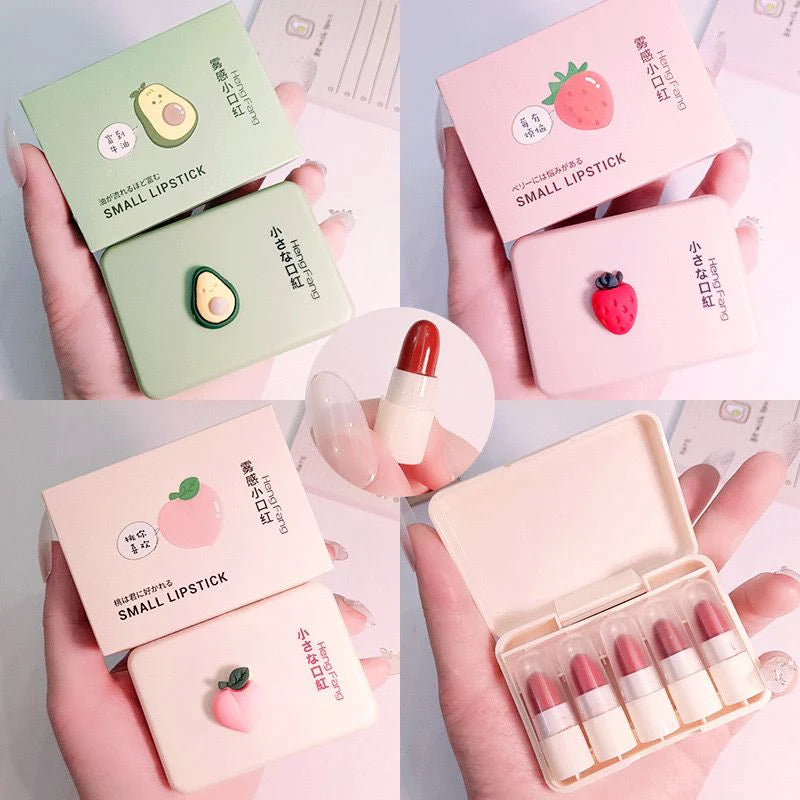HENGFANG 5PCS Mini Matte Lipstick Set #9118 | Waterproof Long Lasting