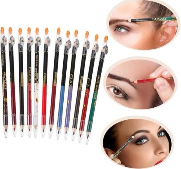 12PCS Double Head Lip & Eye Liner Pencil Set | Waterproof with Sharpener