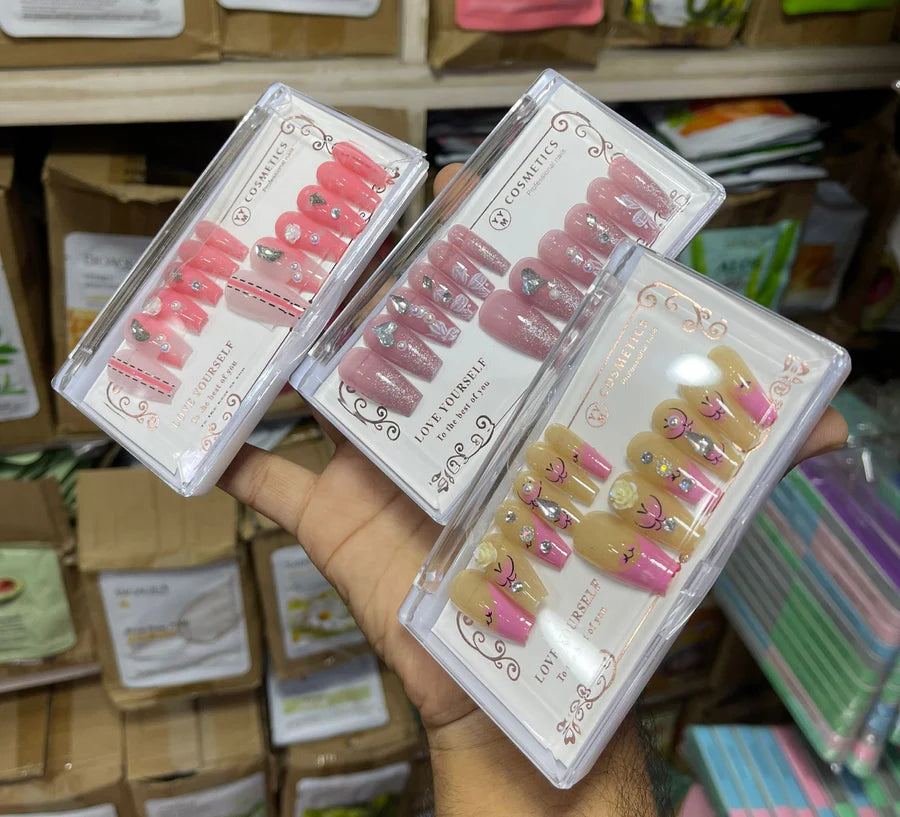 NEW 12PCS Press-On Artificial Nails Set | French Acrylic Nail Tips