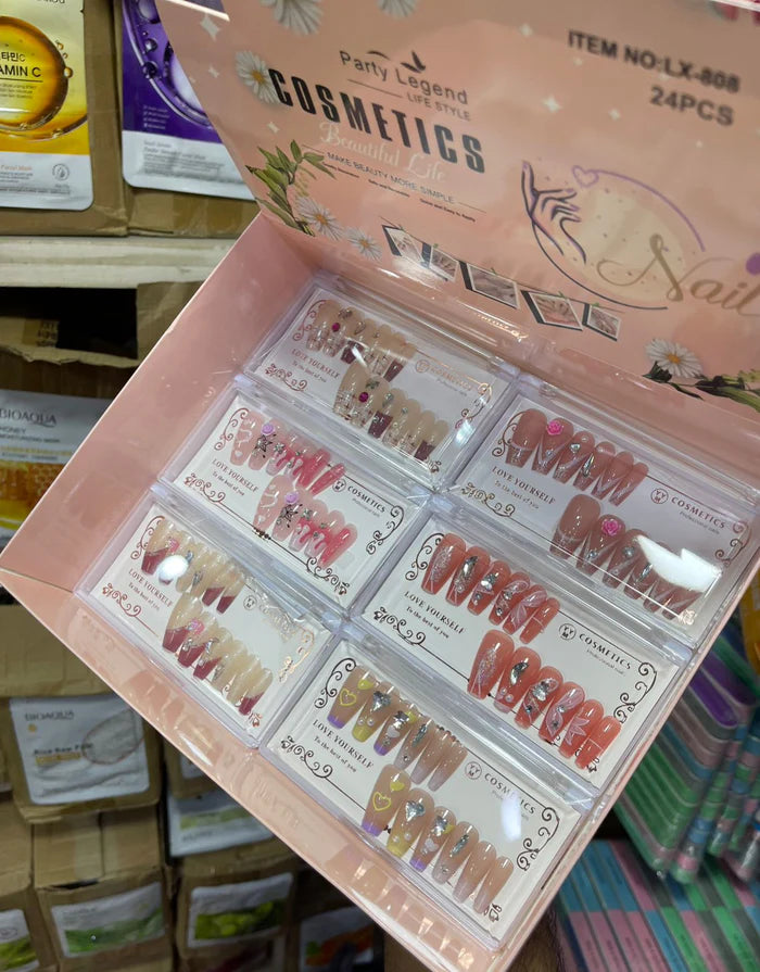 NEW 12PCS Press-On Artificial Nails Set | French Acrylic Nail Tips
