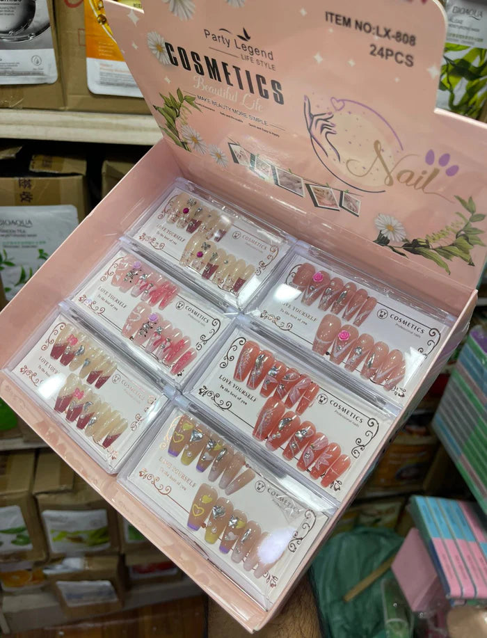 NEW 12PCS Press-On Artificial Nails Set | French Acrylic Nail Tips