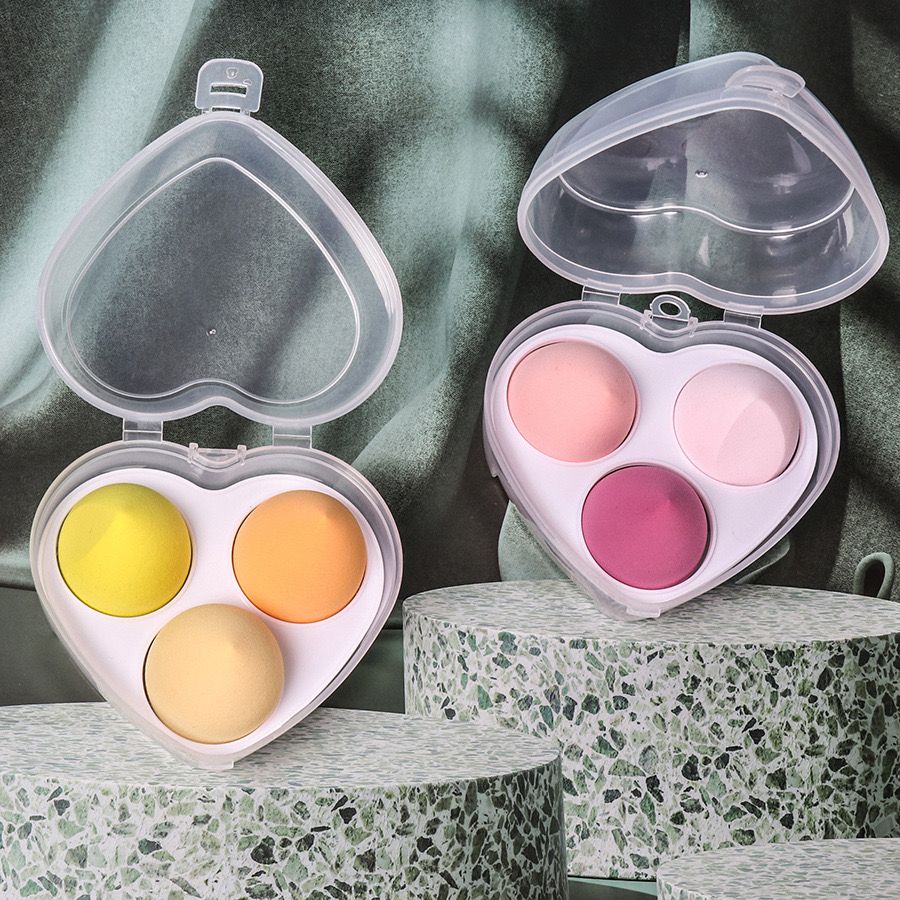 3-in-1 Makeup Sponge Set with Heart Box | Beauty Blender for Foundation