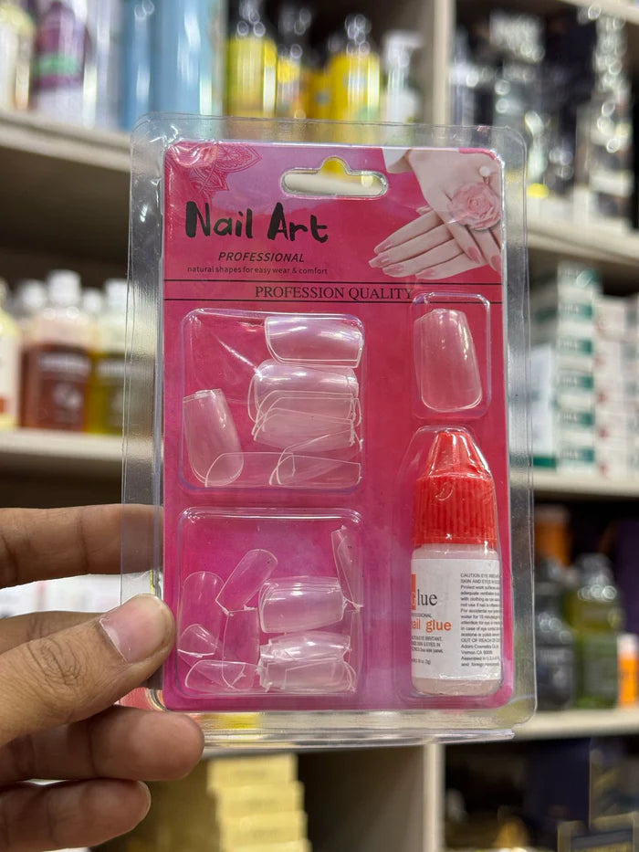 40 PCS TransParent Artificial Nails With Glue