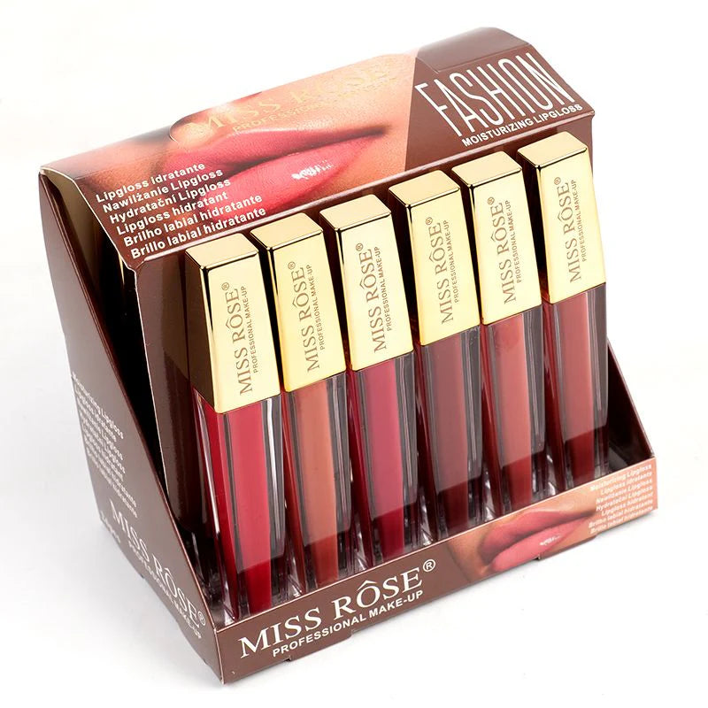 Miss Rose New Pack of 03 Matte Golden Cap Lip Gloss