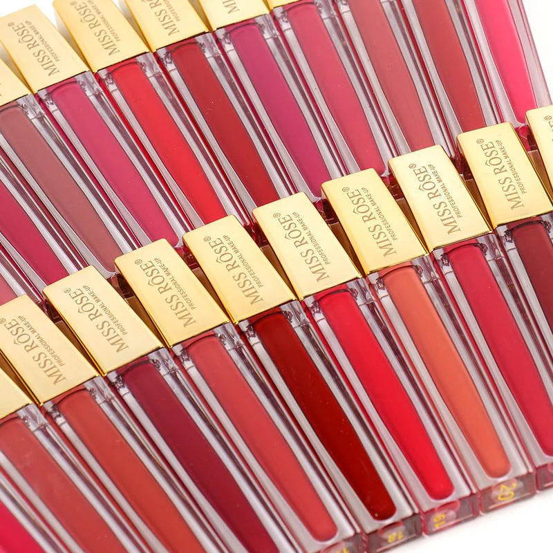 Miss Rose New Pack of 03 Matte Golden Cap Lip Gloss