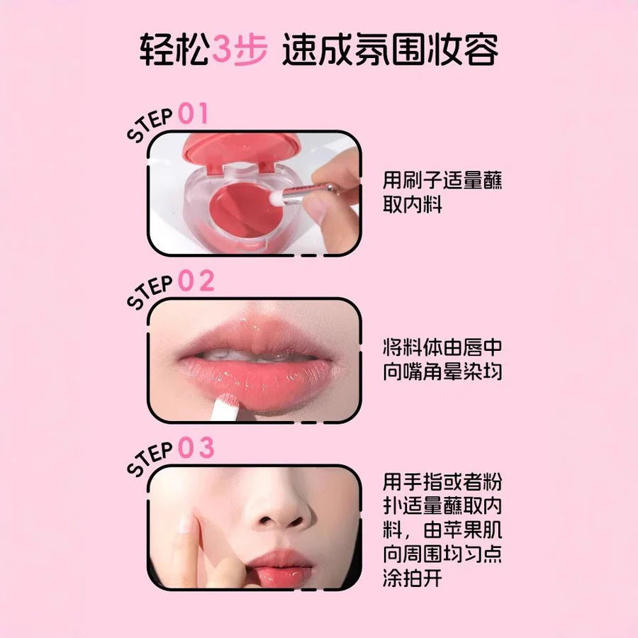 Romantic Rain Pack of 04 Blusher & Lipmud 2 in 1 Heart Pudding Lip & Cheek Multi-Use Cream - 4 Colors