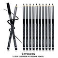 Kathleen 12 Pcs Black Eye liner Pencil