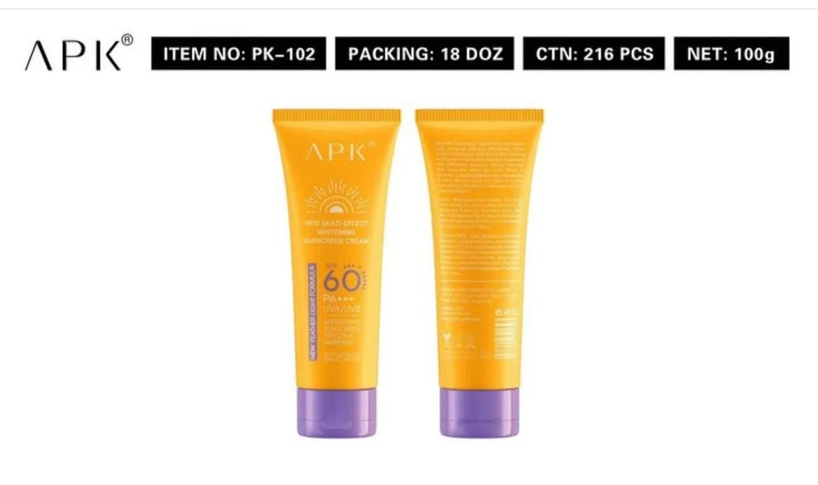 **APK SPF60 PA+++ Feather Light Sunscreen Cream 100g**