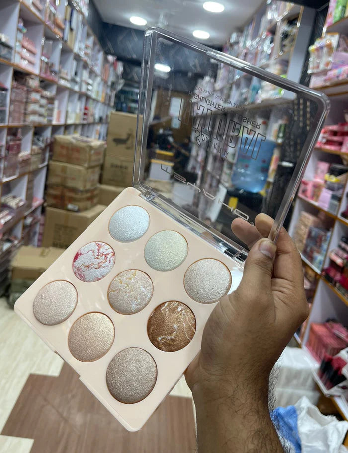 MSYAHO 9-Color Highlighter & Illuminator Palette Splendid Natural Highlighter Blusher