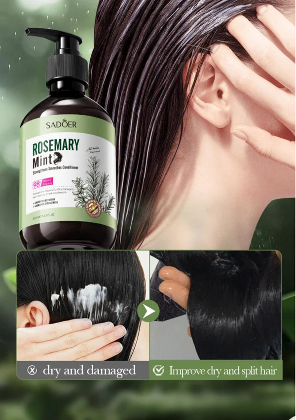 Sadoer Rosemary Mint Conditioner, Strengthening Hydrating Smoothing Hair Conditioner, Repairs Dull Dry Damaged Hair, Natural Formula