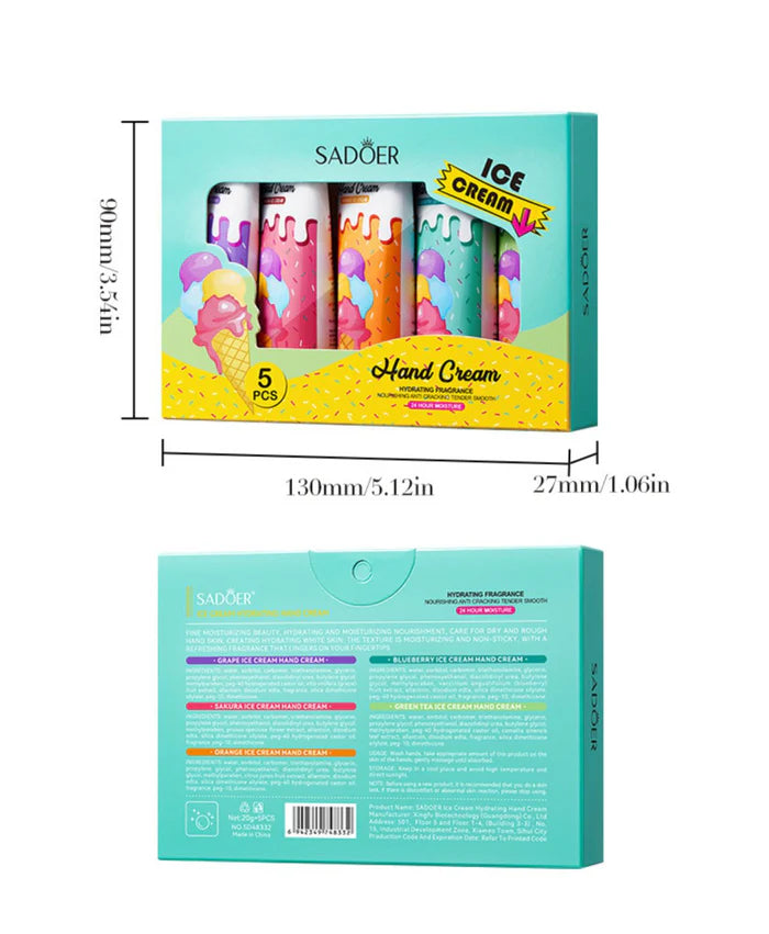 **SADOER Ice Cream Hydrating Hand Cream Set (5 × 20g)**