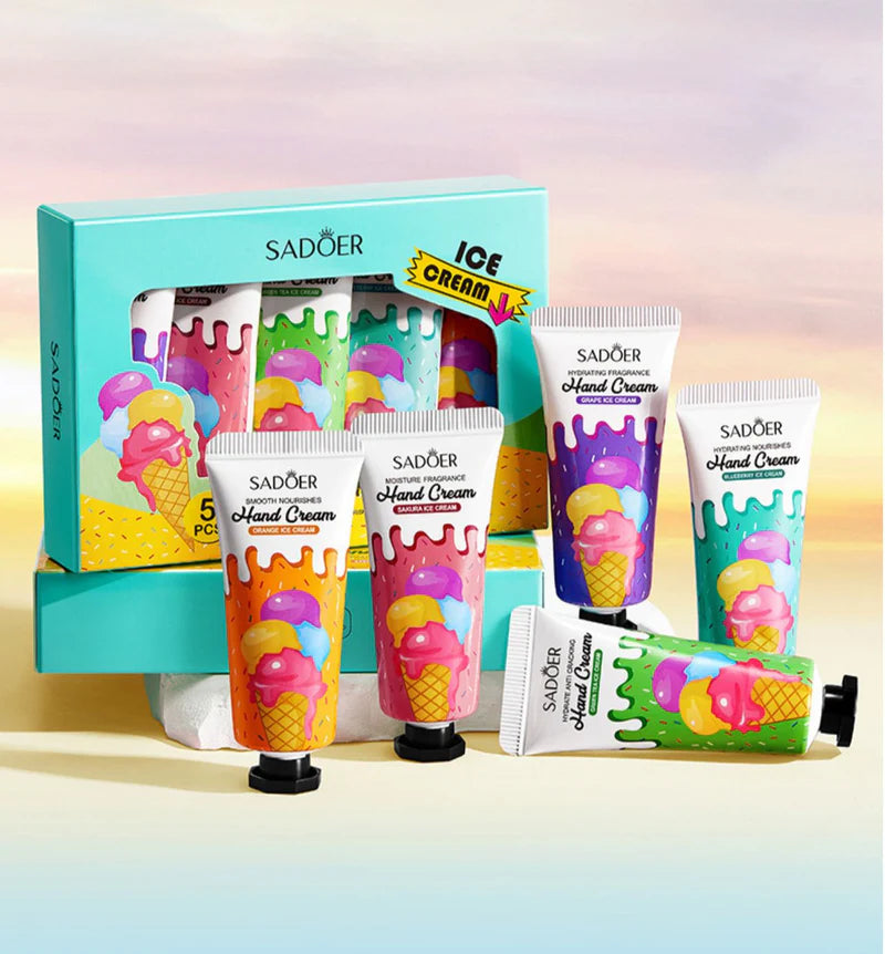 **SADOER Ice Cream Hydrating Hand Cream Set (5 × 20g)**