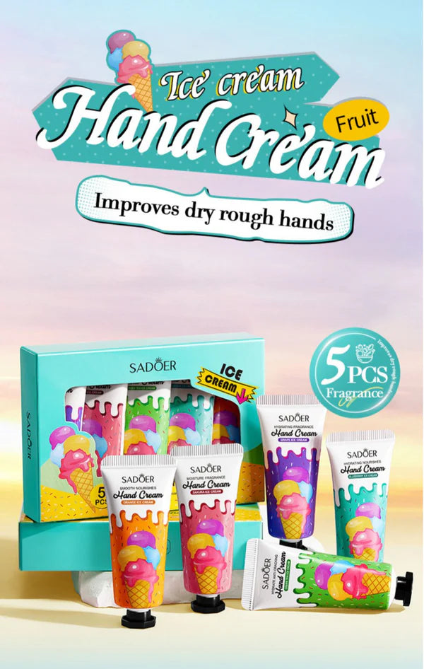 **SADOER Ice Cream Hydrating Hand Cream Set (5 × 20g)**