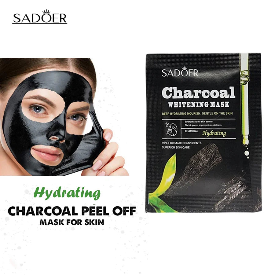 **SADOER Charcoal Whitening Sheet Face Mask (10PCS)**