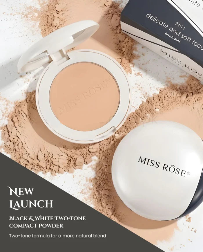 Miss Rose Black & White Two-Tone Delicate and Soft Focus Compact Powder