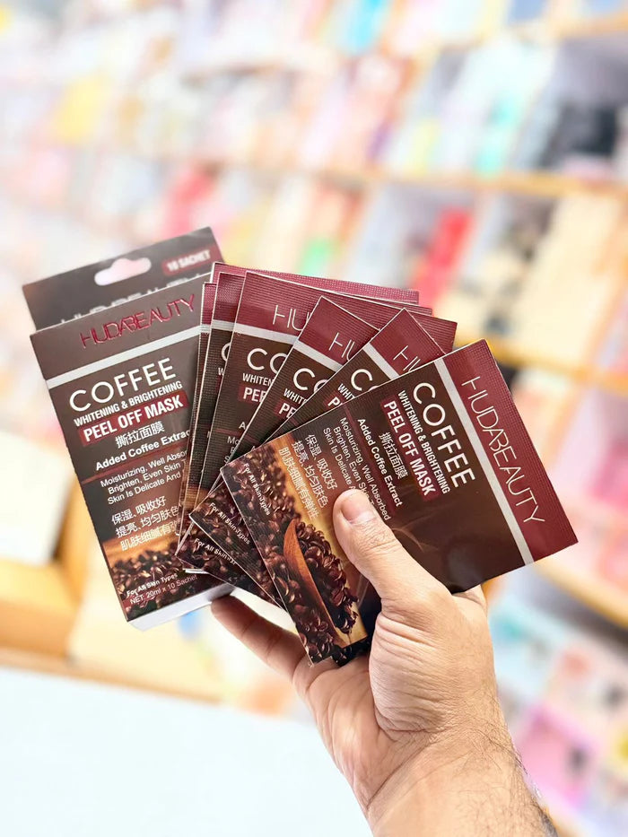 HUDA BEAUTY Coffee Whitening & Brightening Peel-Off Mask (10 Sachet Pack)