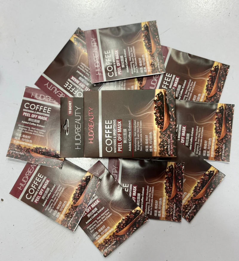 HUDA BEAUTY Coffee Whitening & Brightening Peel-Off Mask (10 Sachet Pack)