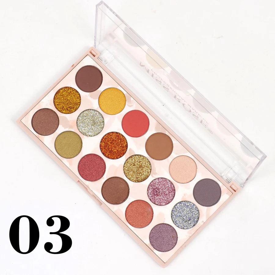Miss Rose 12 color eyeshadow and 6 color glitter palette (12+6)