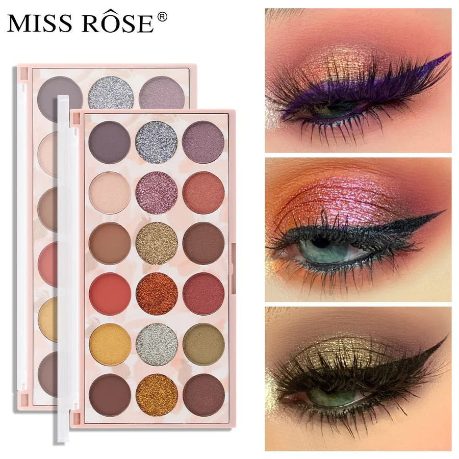 Miss Rose 12 color eyeshadow and 6 color glitter palette (12+6)