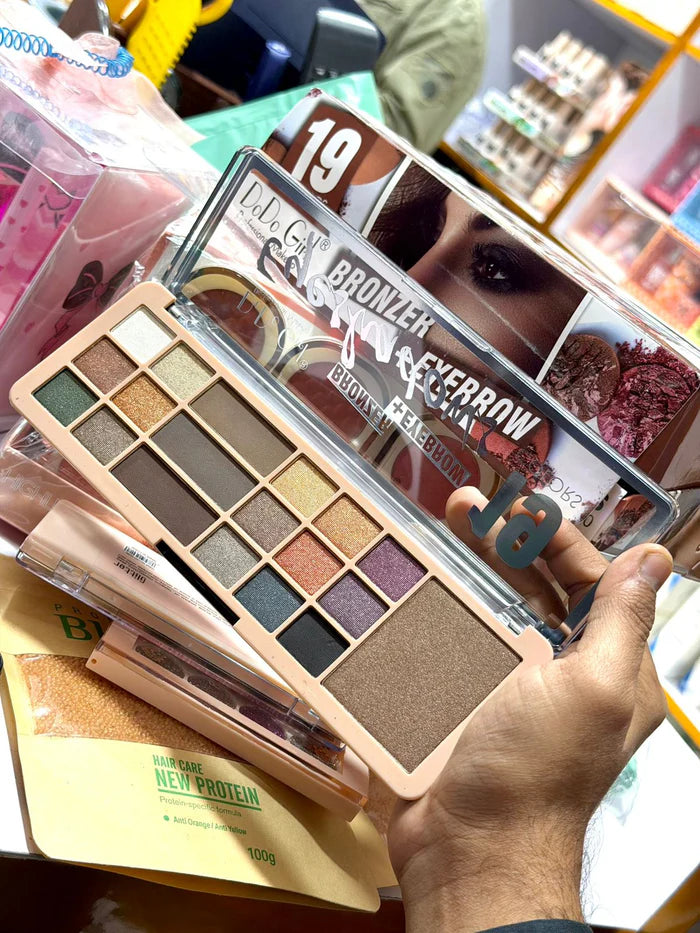 DoDo Girl Bronzer + Eyebrow Professional Makeup Palette (19 Colors)