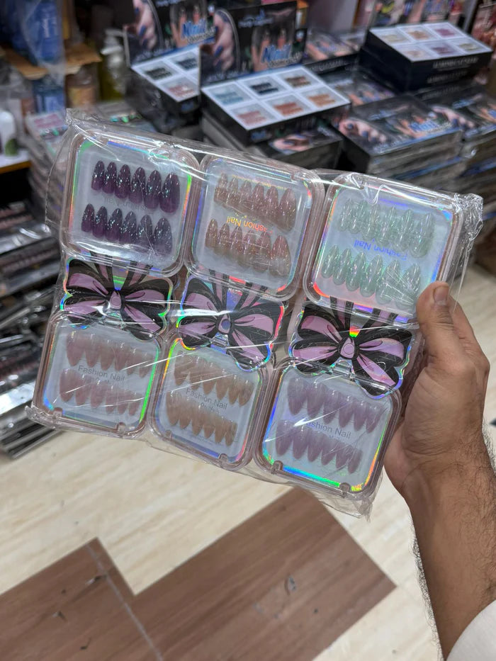 12pcs Artifial Nail "Fashion Nail" Professional Series – 6 Color Multi-Pack (Holographic & Chrome Finishes)1*12pcs Box