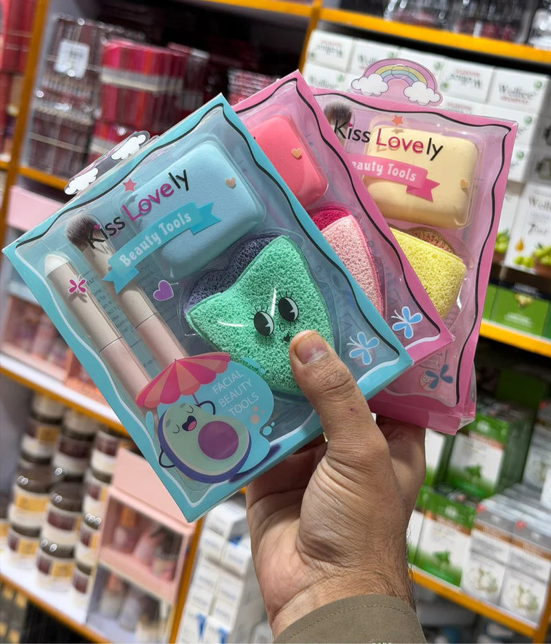 The "Kiss Lovely" Sweet Dreams Facial Beauty Brushes And Sponge Set