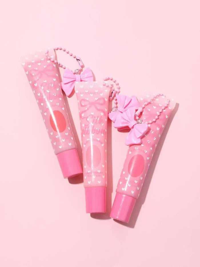 Hudamoji Silk Ribbon "Pretty in Pink" Bow-Charm Lip Gloss