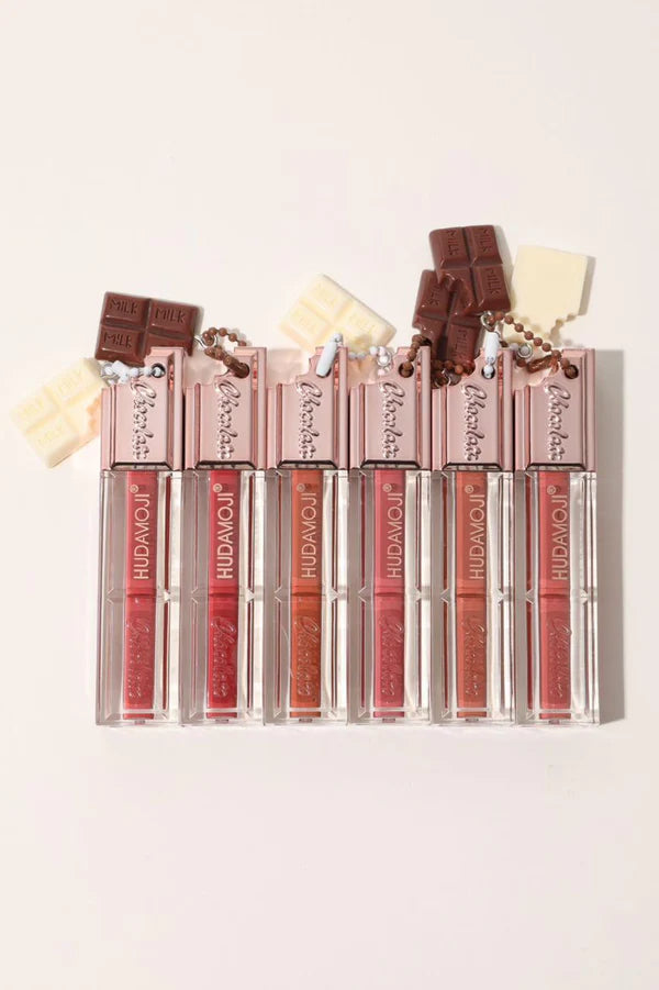 Hudamoji Classic Nude Lip Gloss New Thick Chocolate Squeeze Tube Clear Liquid