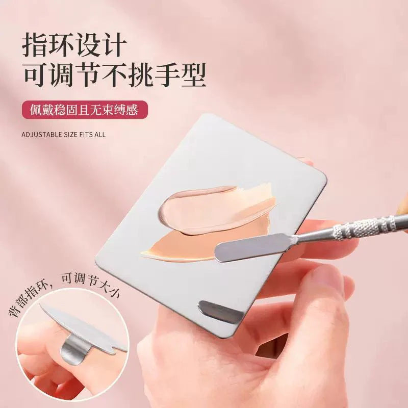 Pro Stainless Steel Cosmetic Makeup Palette with spatula